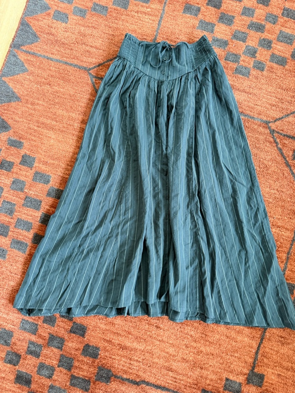 aerie black and white striped Maxi Skirt with Tie Waist